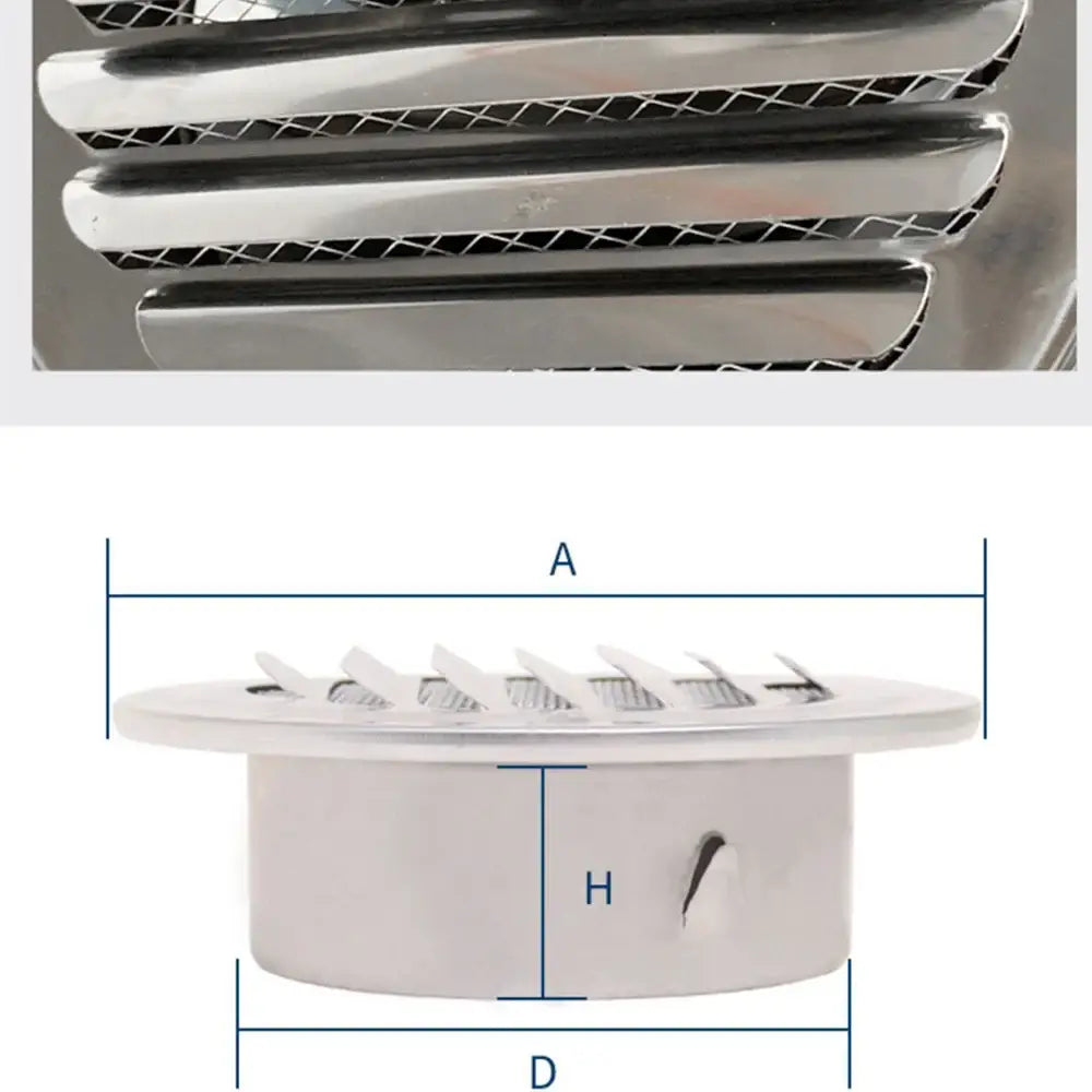 Stainless Steel 100mm RV Exterior Air Vent Grille - SS