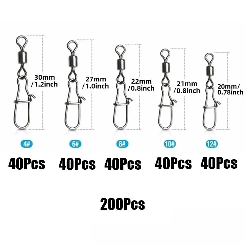Stainless Steel Fishing Swivel Snaps – 50/100/200pcs - 200Pcs - SS
