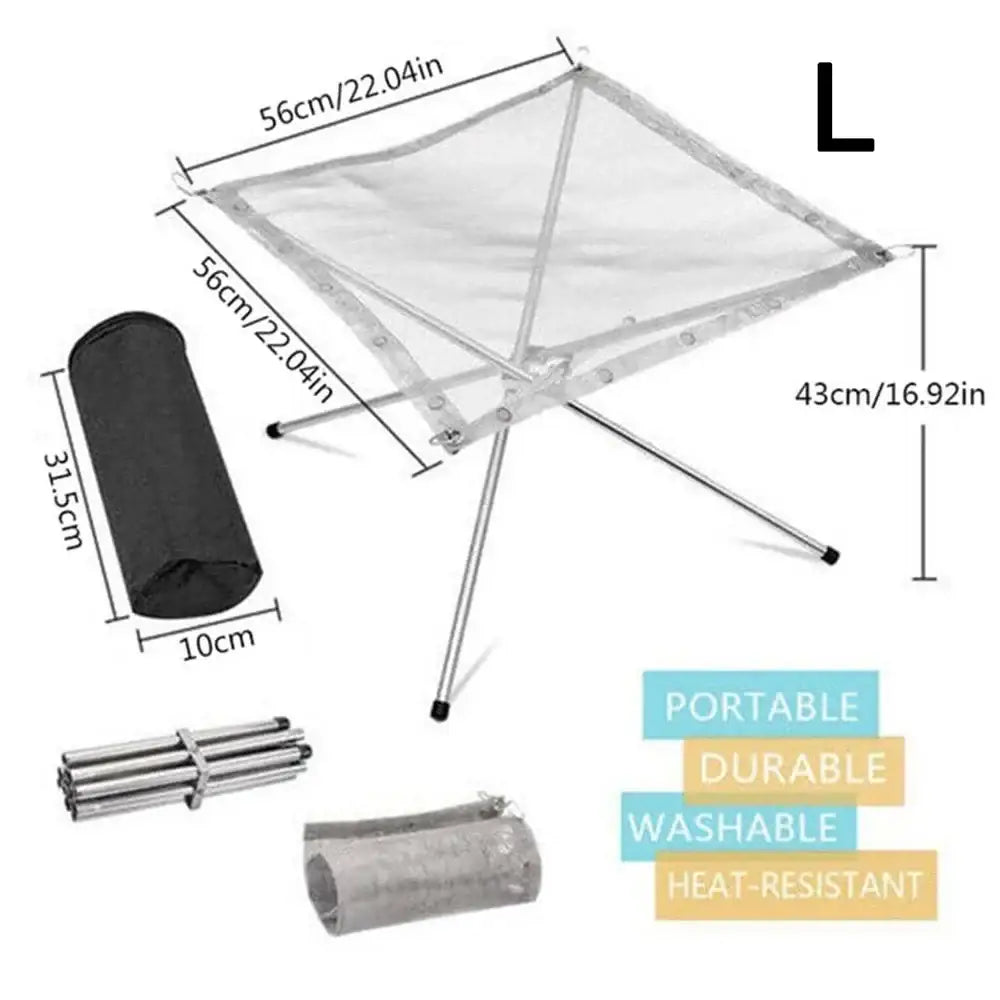 Stainless Steel Foldable Camping Fire Pit & BBQ Rack - L - SS