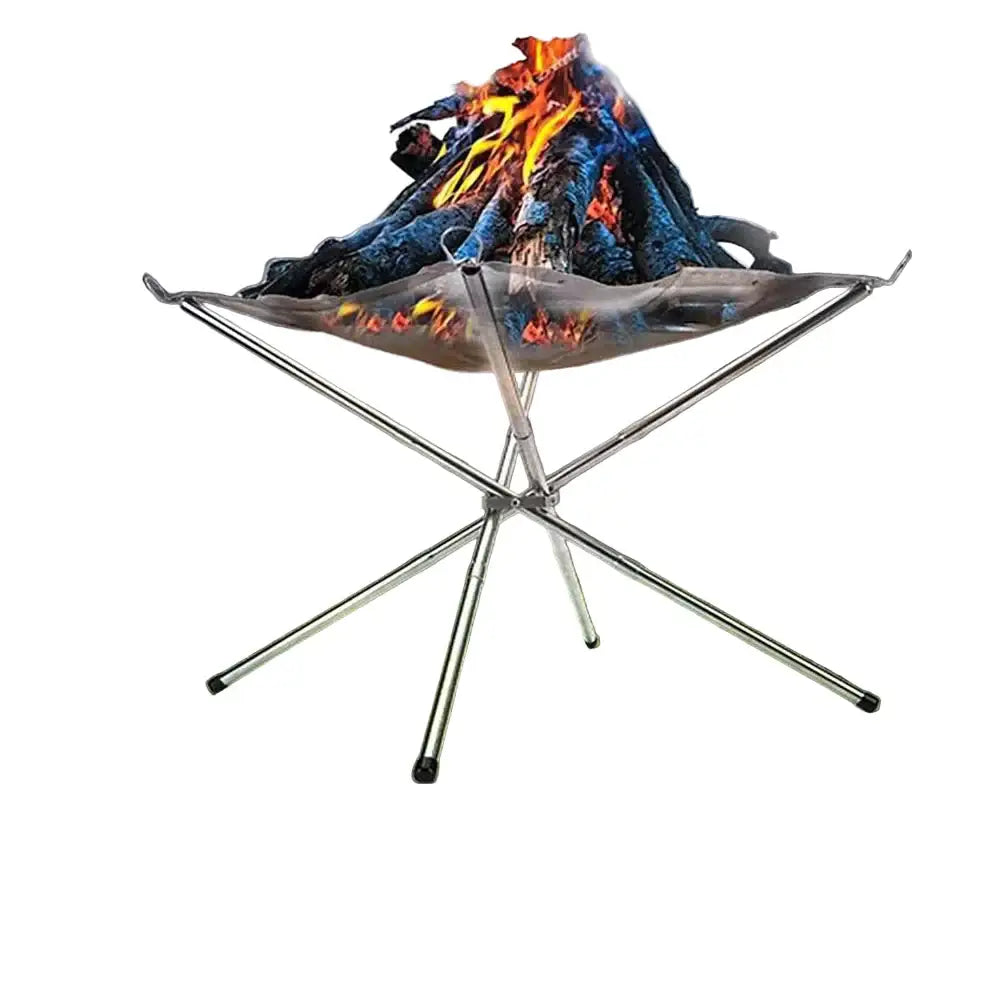 Stainless Steel Foldable Camping Fire Pit & BBQ Rack - SS