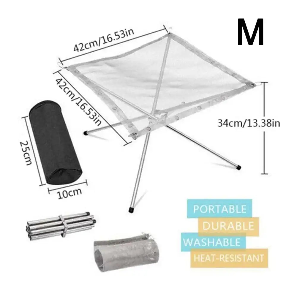 Stainless Steel Foldable Camping Fire Pit & BBQ Rack - SS