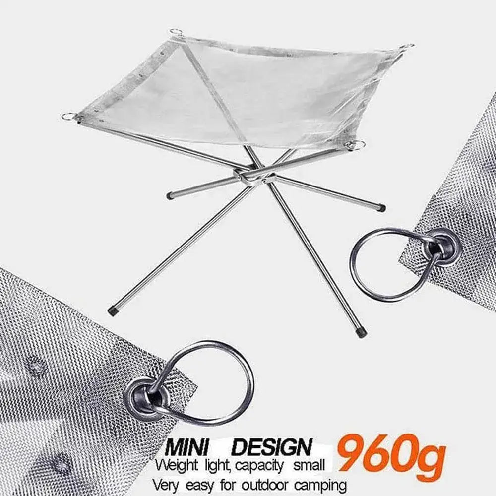 Stainless Steel Foldable Camping Fire Pit & BBQ Rack - SS
