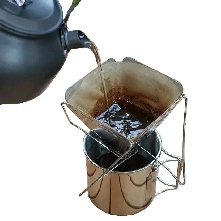 Stainless Steel Portable Coffee Dripper Stand - Foldable Pour over Coffee Holder Outdoor Camping Backpacking Coffee