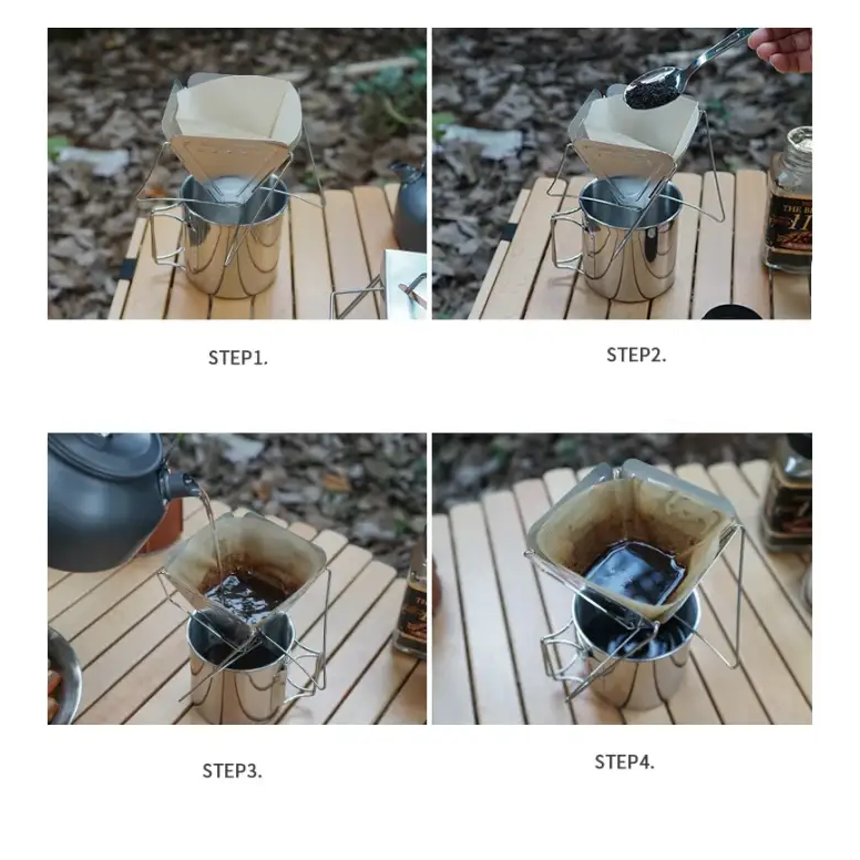 Stainless Steel Portable Coffee Dripper Stand - Foldable Pour over Coffee Holder Outdoor Camping Backpacking Coffee