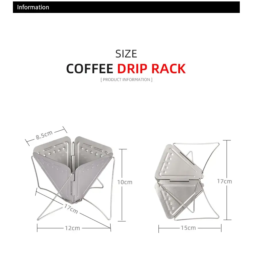 Stainless Steel Portable Coffee Dripper Stand - Foldable Pour over Coffee Holder Outdoor Camping Backpacking Coffee