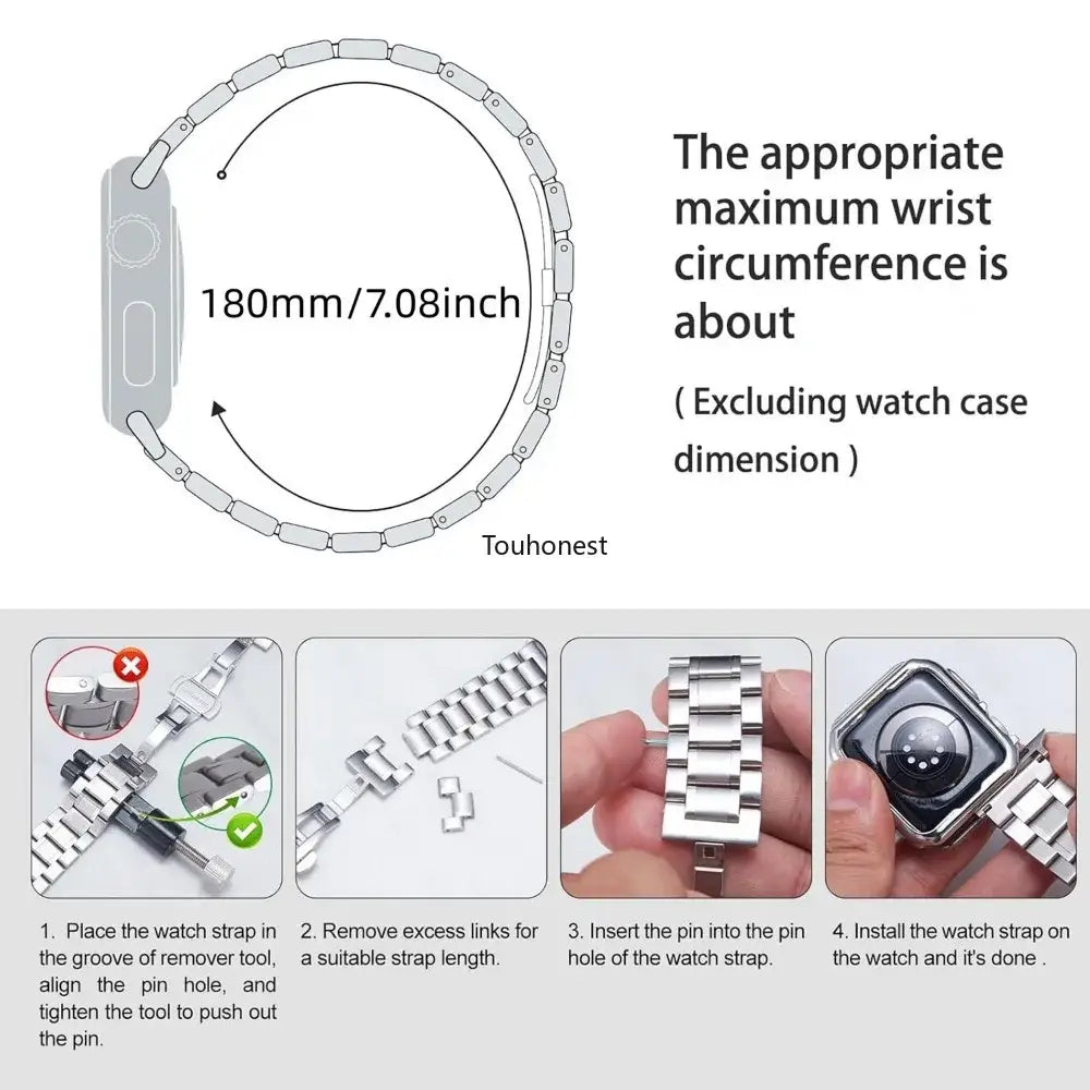 Stainless Steel Strap for the Apple Watch Ultra/Series 3–10 (38–49mm) (2 sizes & 18 colours available) - TWS