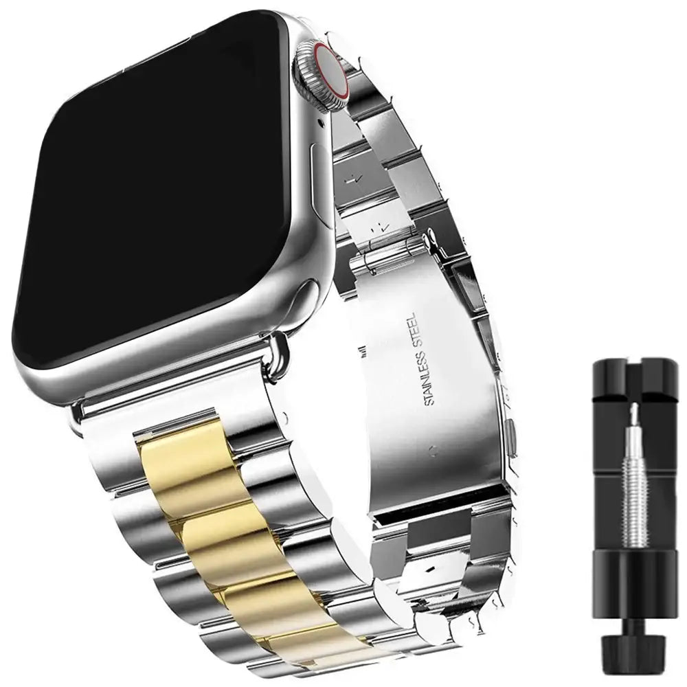 Stainless Steel Strap for the Apple Watch Ultra/Series 3–10 (38–49mm) (2 sizes & 18 colours available) - Silvery Golden