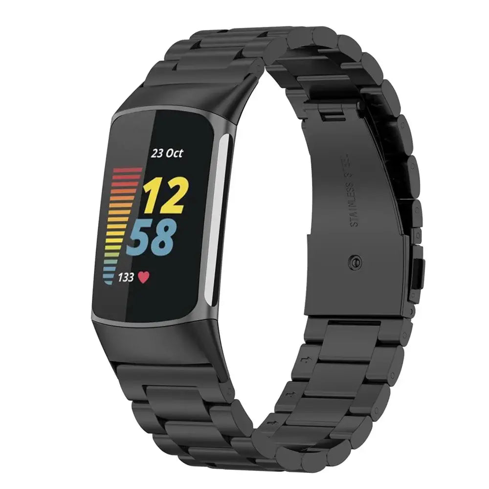 Stainless Steel Strap for the Fitbit Charge 5/6 Series (4 colours available) - Black / Fitbit Charge 6 - TWS