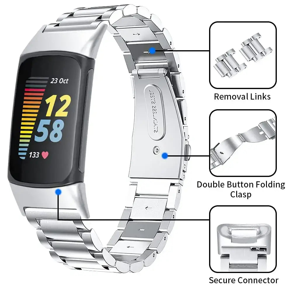 Stainless Steel Strap for the Fitbit Charge 5/6 Series (4 colours available) - TWS