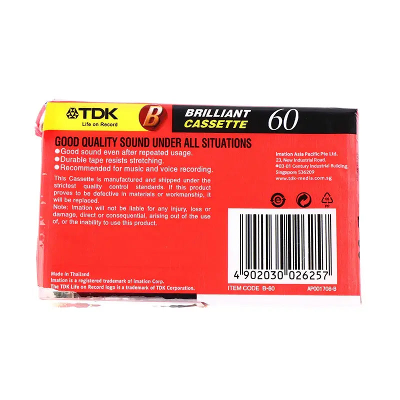 Standard 60-Minute Magnetic Cassette Tape - Blank Tape - SS