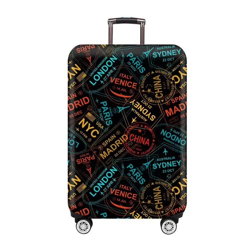 Stretch Fabric Luggage Cover for Suitcases (18–32″) (various designs available) - travel footprint / L / Luggage Cover