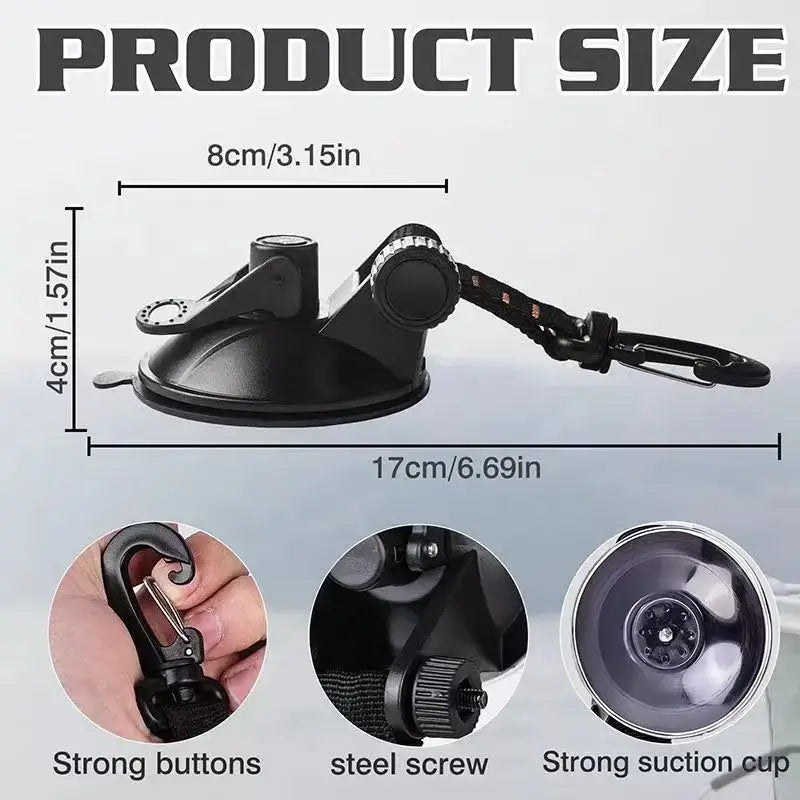 Strong Car Suction Cup Anchor Heavy Duty Tent Securing Hook Outdoor Camping Canopy Awning Tarp Tie Down Carabiner