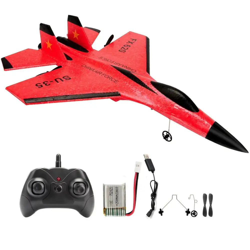 SU35 Remote Control Glider Aircraft FX620 FX820 2.4G with LED Lights - Foam Model Plane for Children Gifts - Red