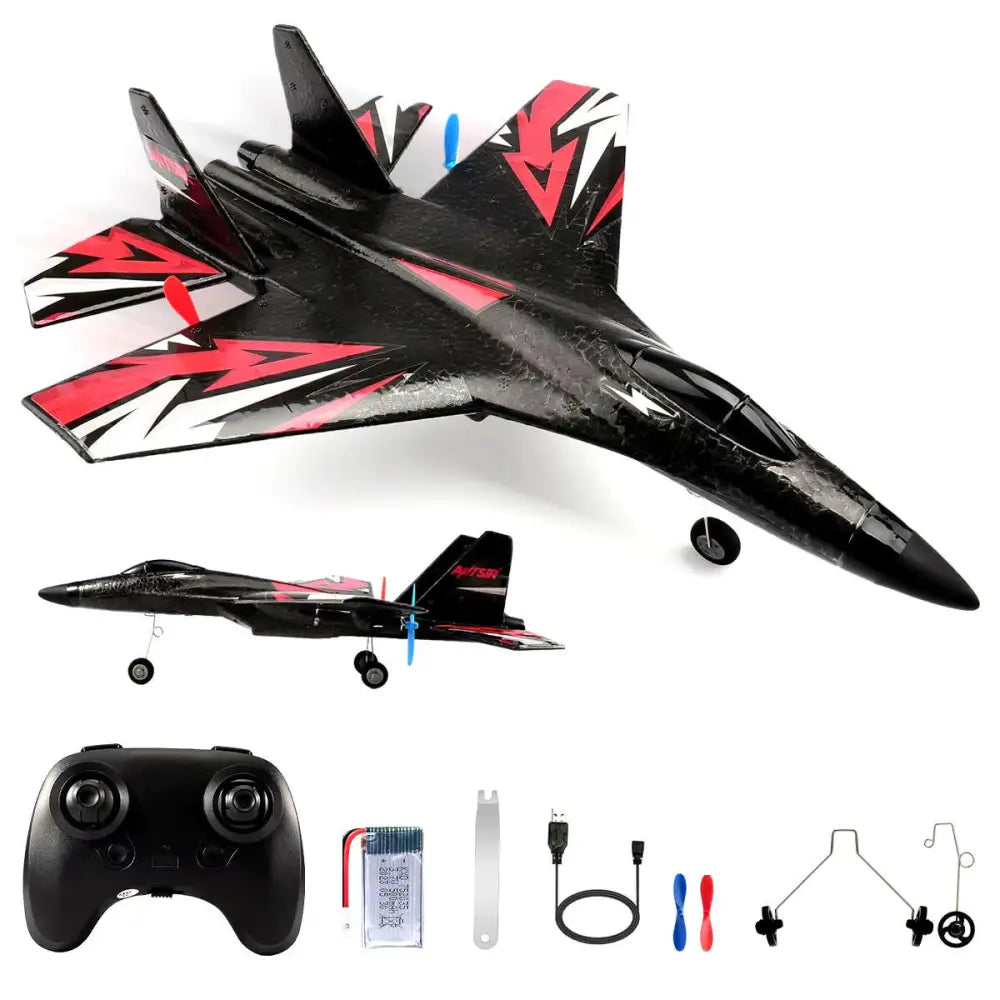 SU35 Remote Control Glider Aircraft FX620 FX820 2.4G with LED Lights - Foam Model Plane for Children Gifts - Black