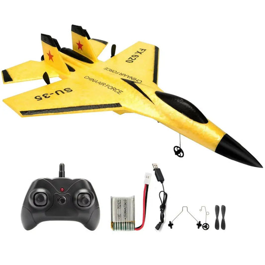 SU35 Remote Control Glider Aircraft FX620 FX820 2.4G with LED Lights - Foam Model Plane for Children Gifts - Yellow