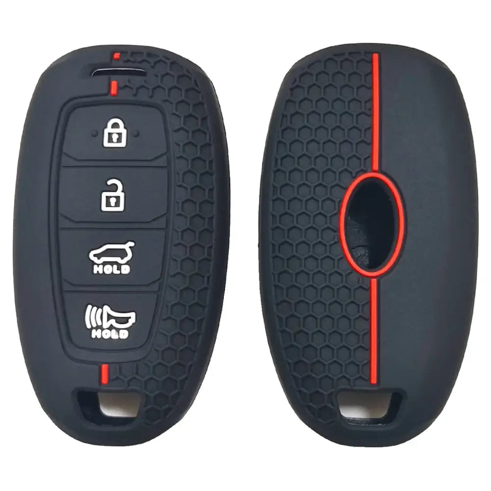 Suitable for Hyundai Kustu 270 Elantra Sonata remote control 4-button honeycomb pattern car silicone key cover - black