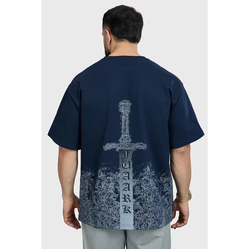 Sword Oversized T-shirt Navy - Tshirts