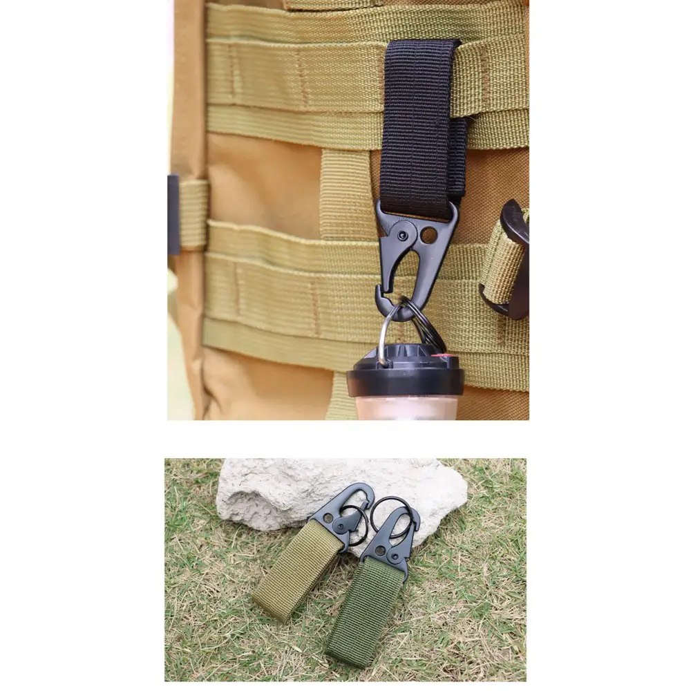 Tactical Molle Clip Buckle Nylon Belt Key Ring Keychain Holder Carabiners Hanger Buckle Hook for Outdoor Hiking Camping