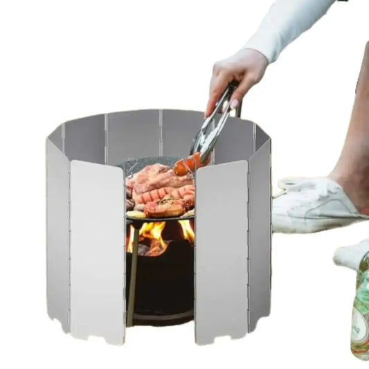 Tall Aluminium Stove Windscreen – Foldable Gas Burner Shield - SS