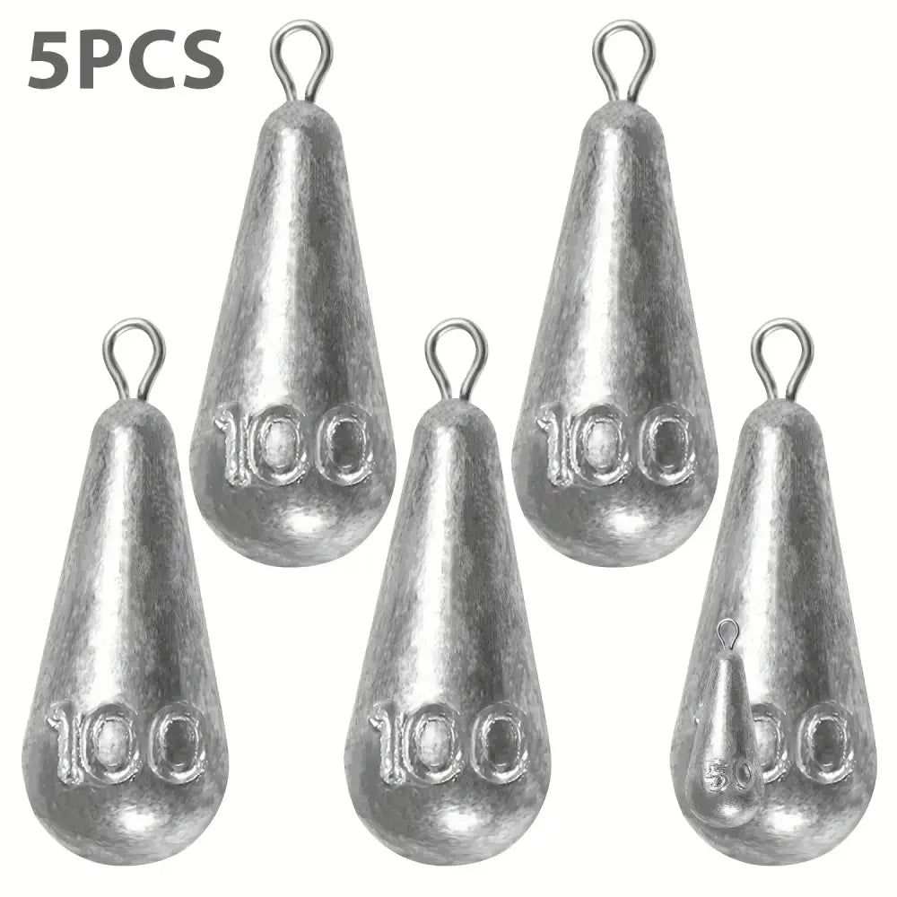 Teardrop Fishing Sinkers – Lead Weights for Bass (10 Sizes) - 100g-3.53oz 5pcs - SS