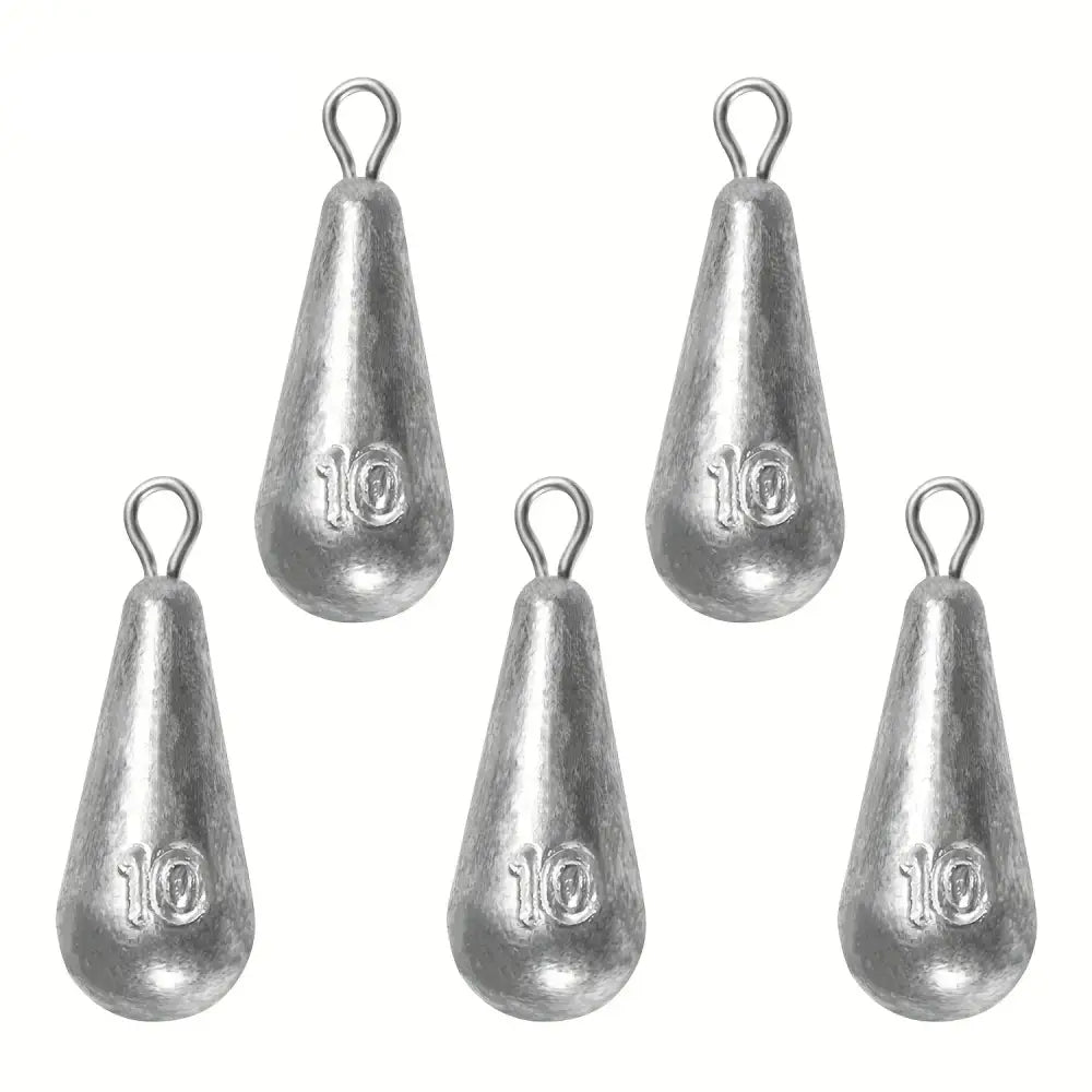 Teardrop Fishing Sinkers – Lead Weights for Bass (10 Sizes) - 10g-0.35oz 5pcs - SS