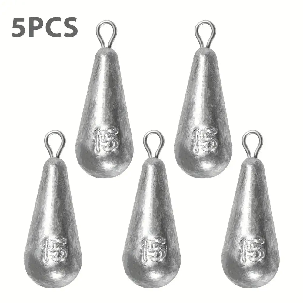 Teardrop Fishing Sinkers – Lead Weights for Bass (10 Sizes) - 15g-0.53oz 5pcs - SS