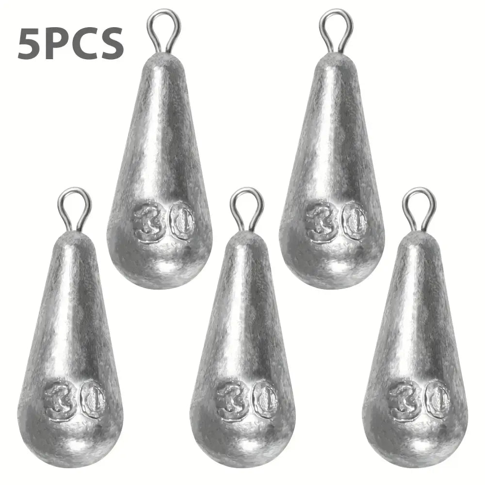 Teardrop Fishing Sinkers – Lead Weights for Bass (10 Sizes) - 30g-1.06oz 5pcs - SS