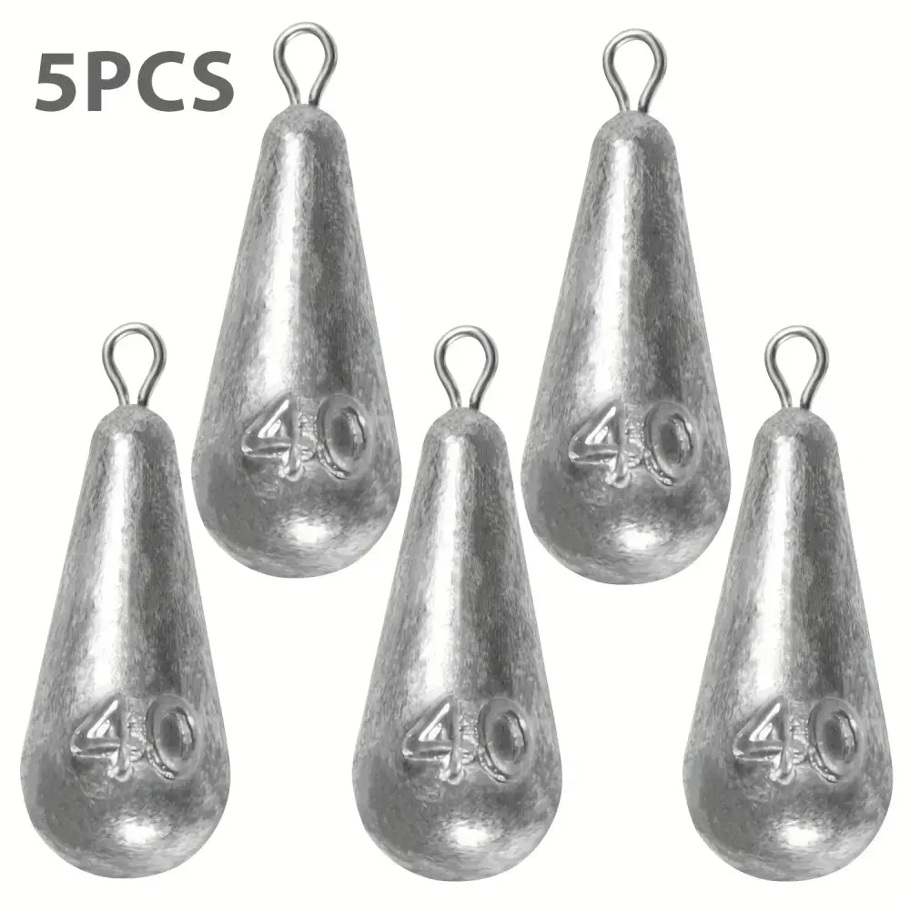 Teardrop Fishing Sinkers – Lead Weights for Bass (10 Sizes) - 40g-1.41oz 5pcs - SS