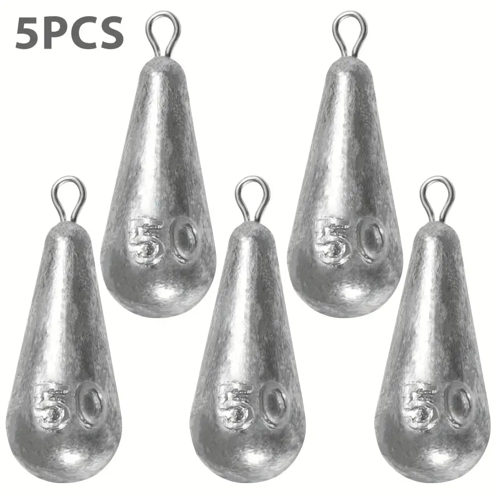 Teardrop Fishing Sinkers – Lead Weights for Bass (10 Sizes) - 50g-1.76oz 5pcs - SS