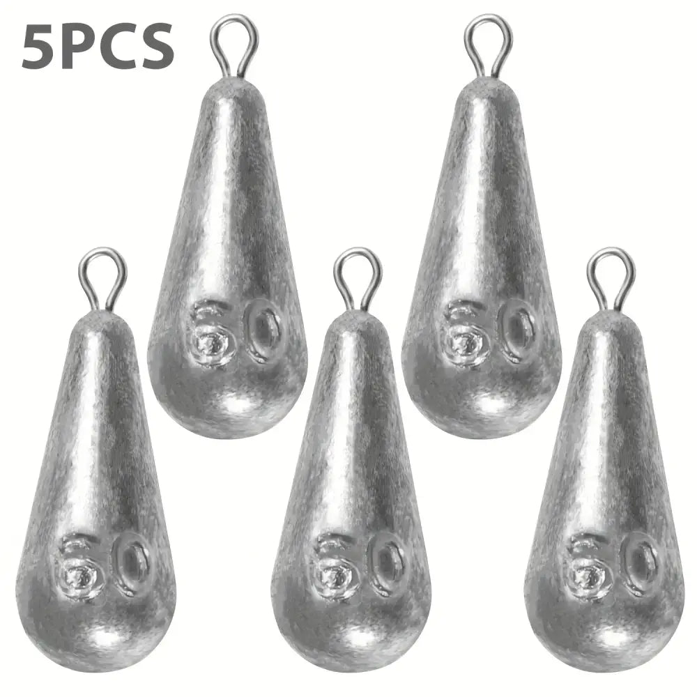 Teardrop Fishing Sinkers – Lead Weights for Bass (10 Sizes) - 60g-2.12oz 5pcs - SS
