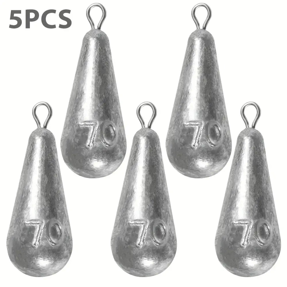 Teardrop Fishing Sinkers – Lead Weights for Bass (10 Sizes) - 70g-2.47oz 5pcs - SS
