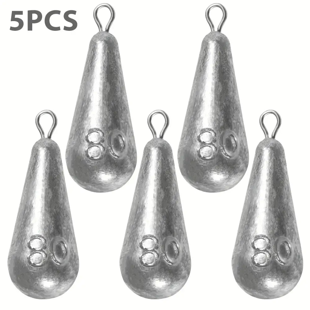 Teardrop Fishing Sinkers – Lead Weights for Bass (10 Sizes) - 80g-2.82oz 5pcs - SS