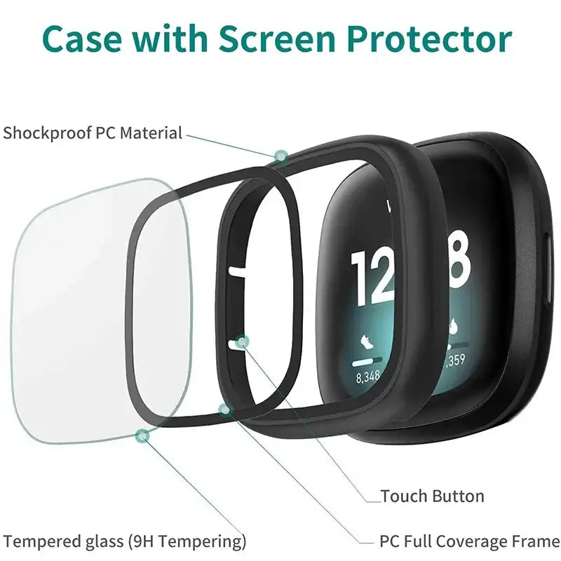 Tempered Glass Case Cover for the Fitbit Versa 3 - TWS