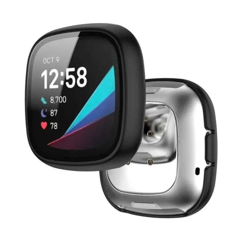 Tempered Glass Case for the Fitbit Sense - Black / Fitbit Sense - TWS