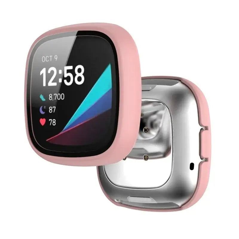 Tempered Glass Case for the Fitbit Sense - Pink / Fitbit Sense - TWS