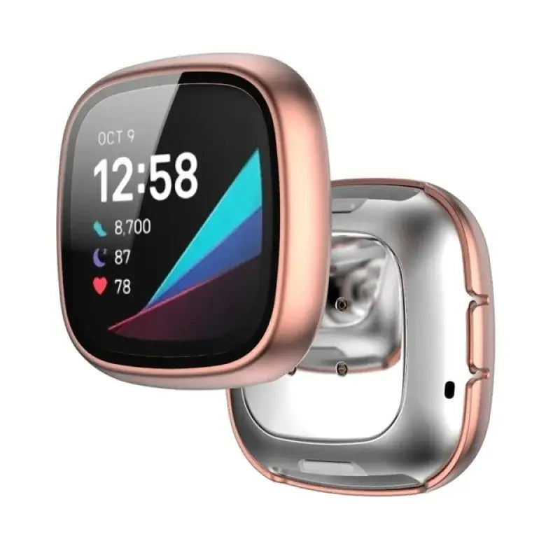 Tempered Glass Case for the Fitbit Sense - Rose Gold / Fitbit Sense - TWS