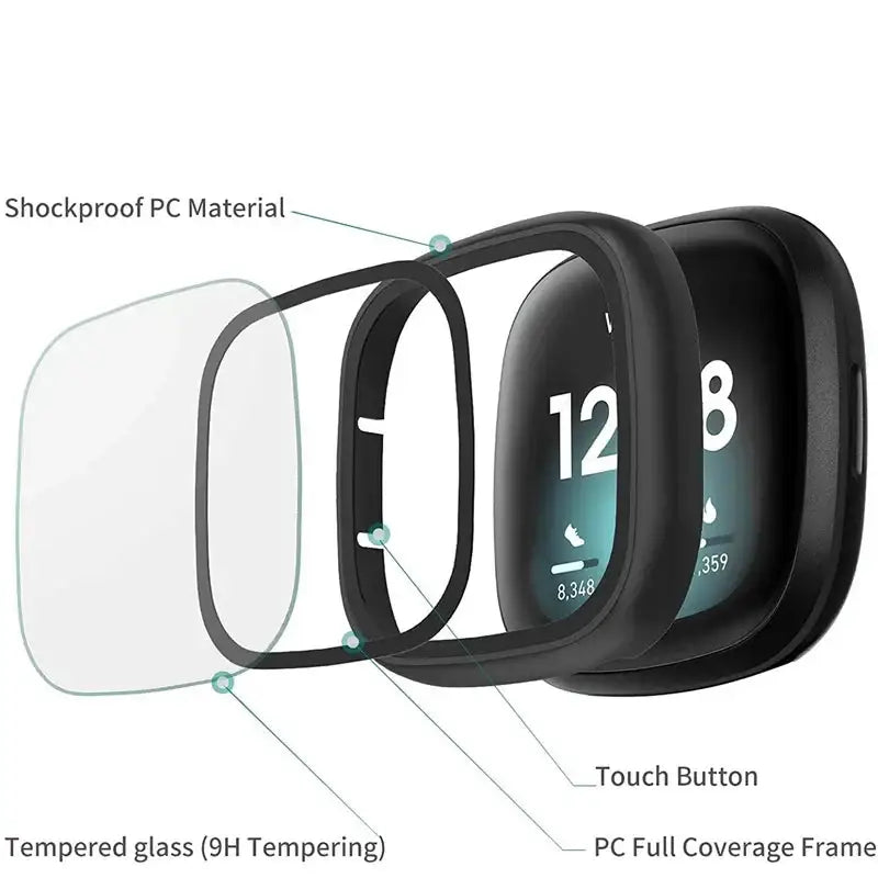 Tempered Glass Case for the Fitbit Sense - TWS