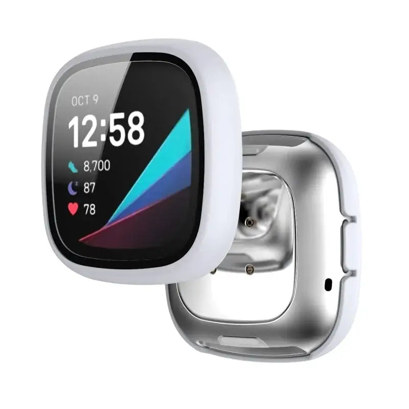 Tempered Glass Case for the Fitbit Sense - White / Fitbit Sense - TWS