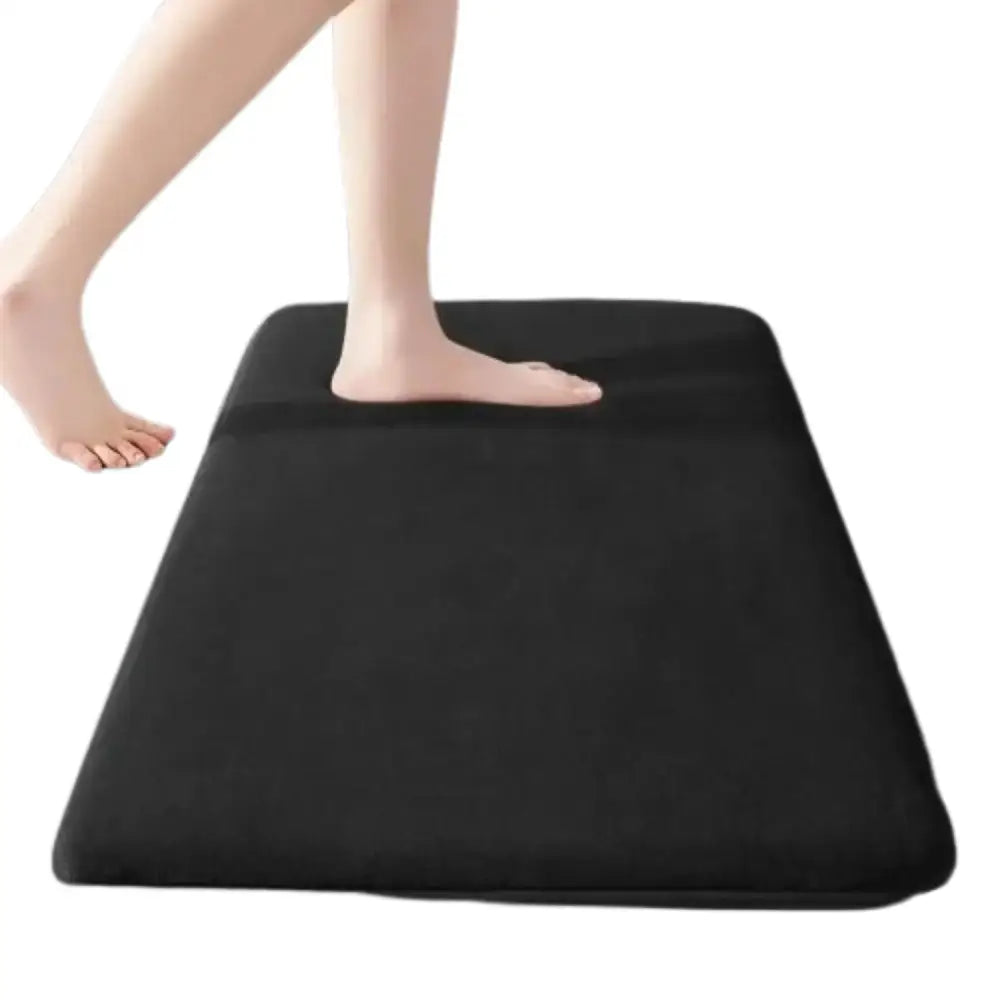 Thick Absorbent Bathroom Mat – Non-Slip Solid Colour Floor & Door Mat (5 colours available) - Black / 400MMx600MM - SS