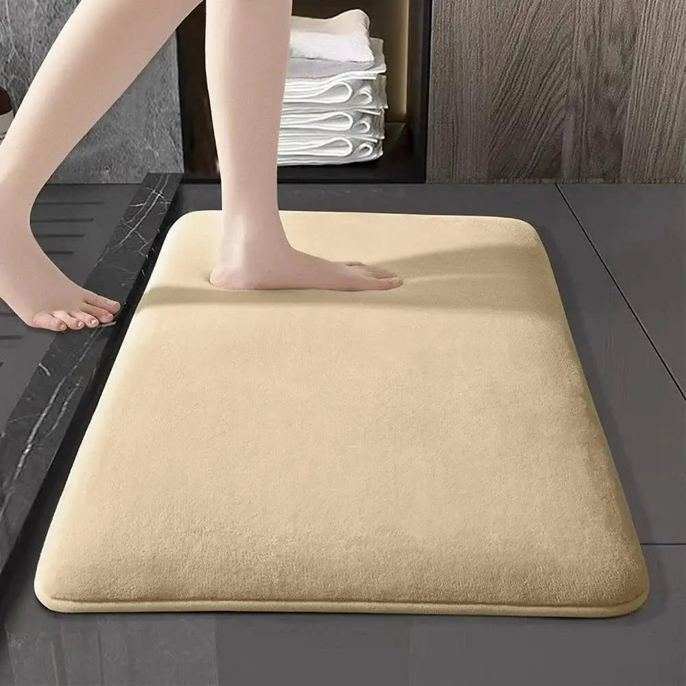 Thick Absorbent Bathroom Mat – Non-Slip Solid Colour Floor & Door Mat (5 colours available) - Apricot / 400MMx600MM - SS