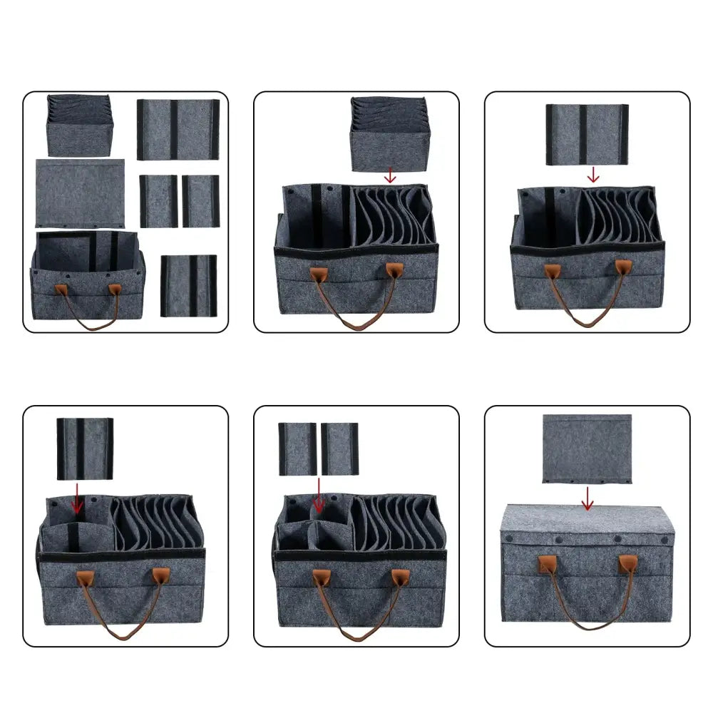 Thick Felt Board Dish & Cup Storage Rack for RV - Grey / Storage Bag - SS