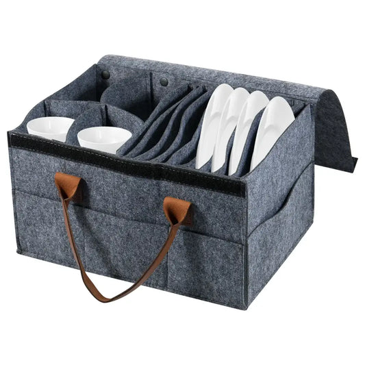 Thick Felt Board Dish & Cup Storage Rack for RV - Grey / Storage Bag - SS