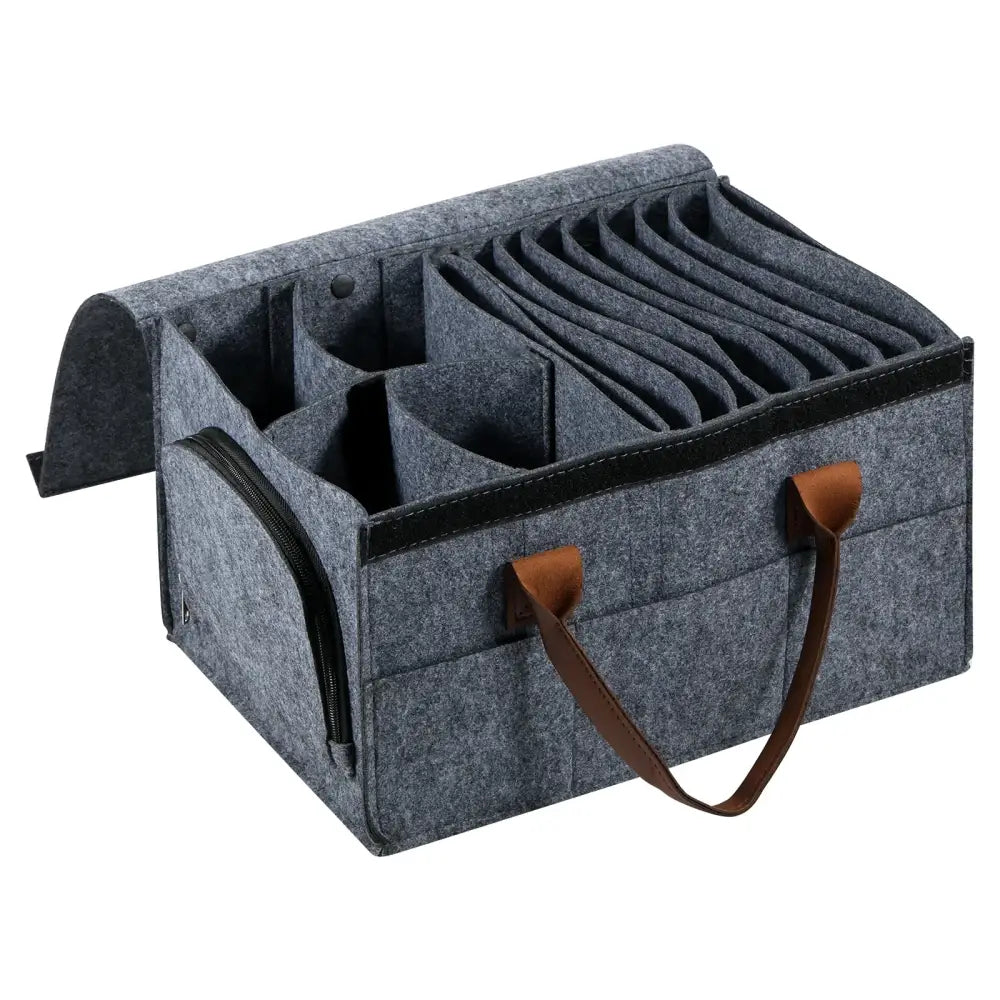 Thick Felt Board Dish & Cup Storage Rack for RV - Grey / Storage Bag - SS
