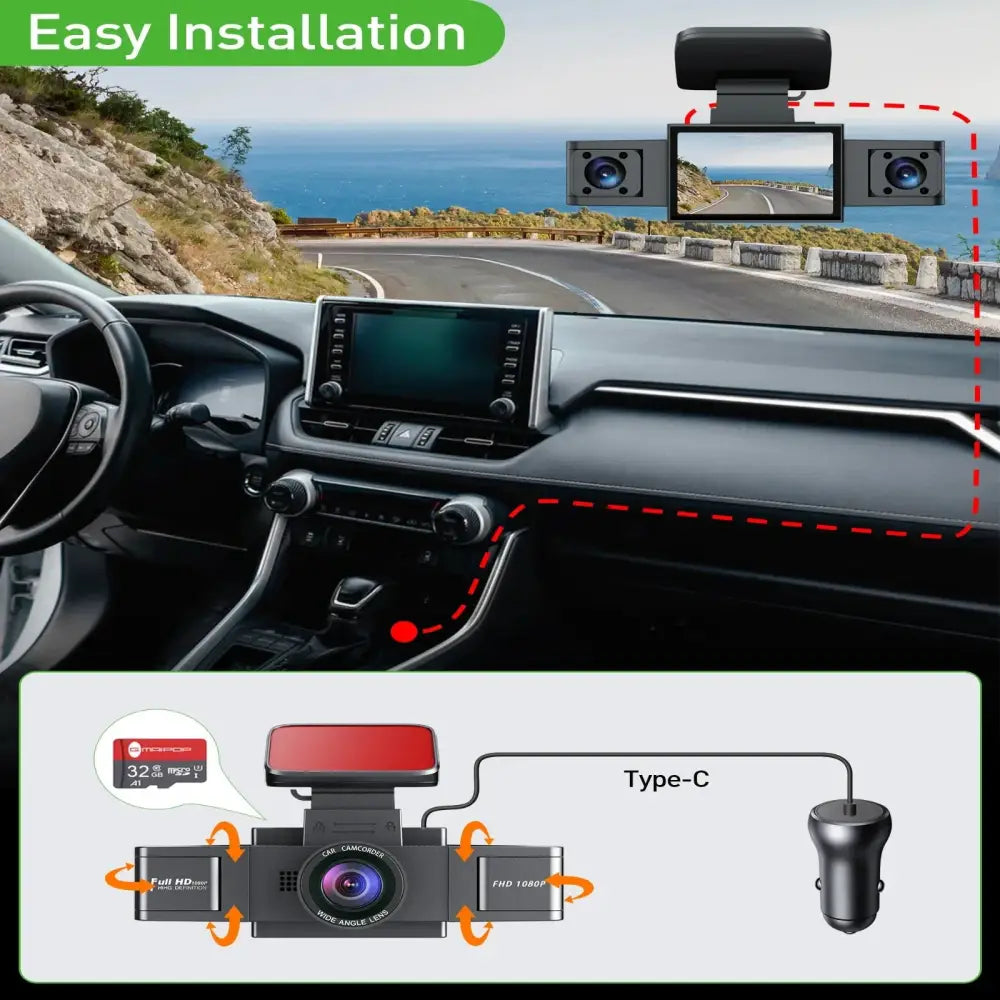Three-Lens Car Camera with 24H Parking Monitor - HBC
