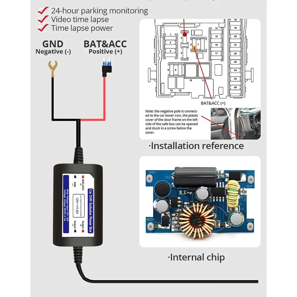 Three-Lens Car Camera with 24H Parking Monitor - HBC