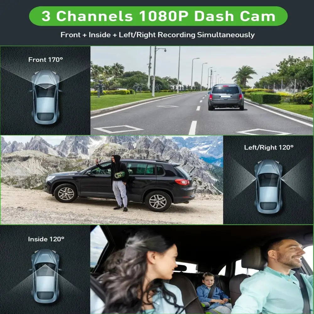Three-Lens Car Camera with 24H Parking Monitor - HBC
