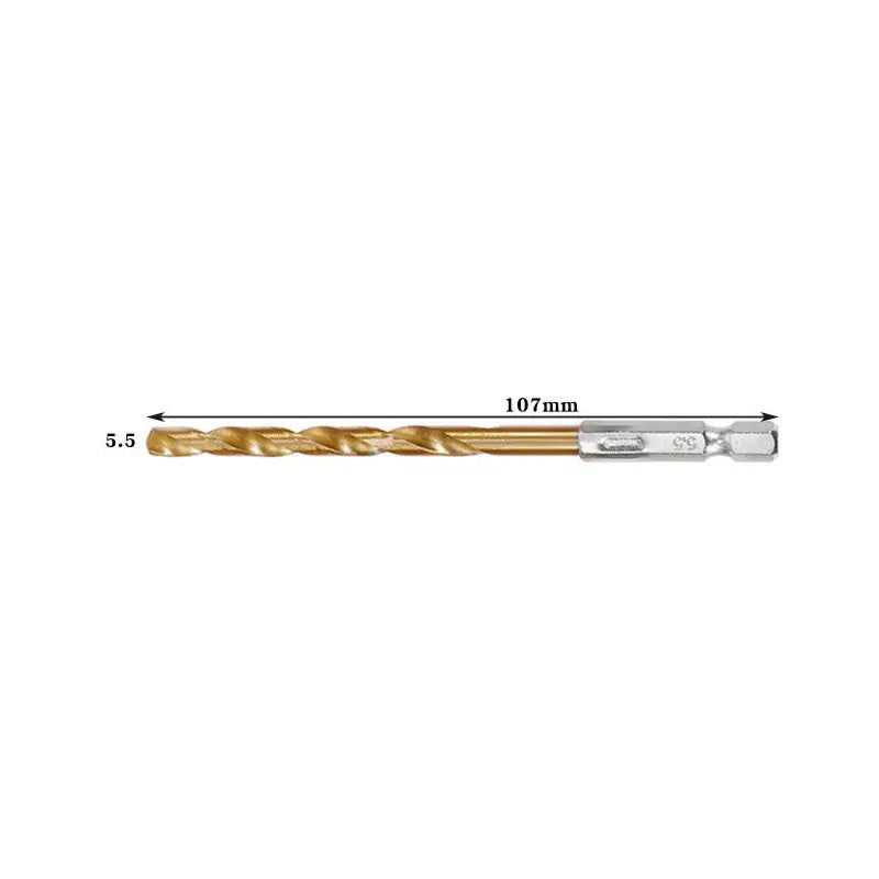 Titanium Twist Drill Bit Set – Hex Shank 1.5–6.5mm (available in single piece & all in one pack) - 5.5 - HBC