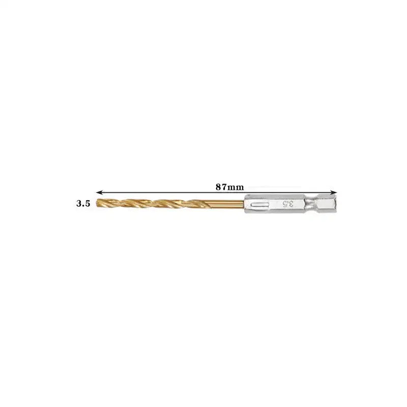 Titanium Twist Drill Bit Set – Hex Shank 1.5–6.5mm (available in single piece & all in one pack) - 3.5 - HBC