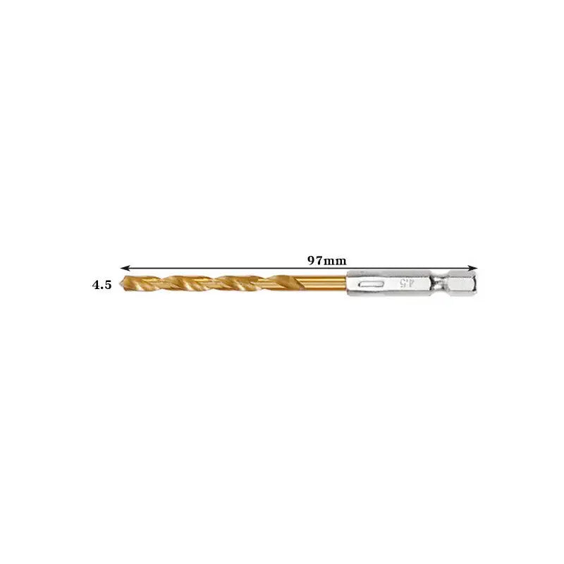 Titanium Twist Drill Bit Set – Hex Shank 1.5–6.5mm (available in single piece & all in one pack) - 4.5 - HBC