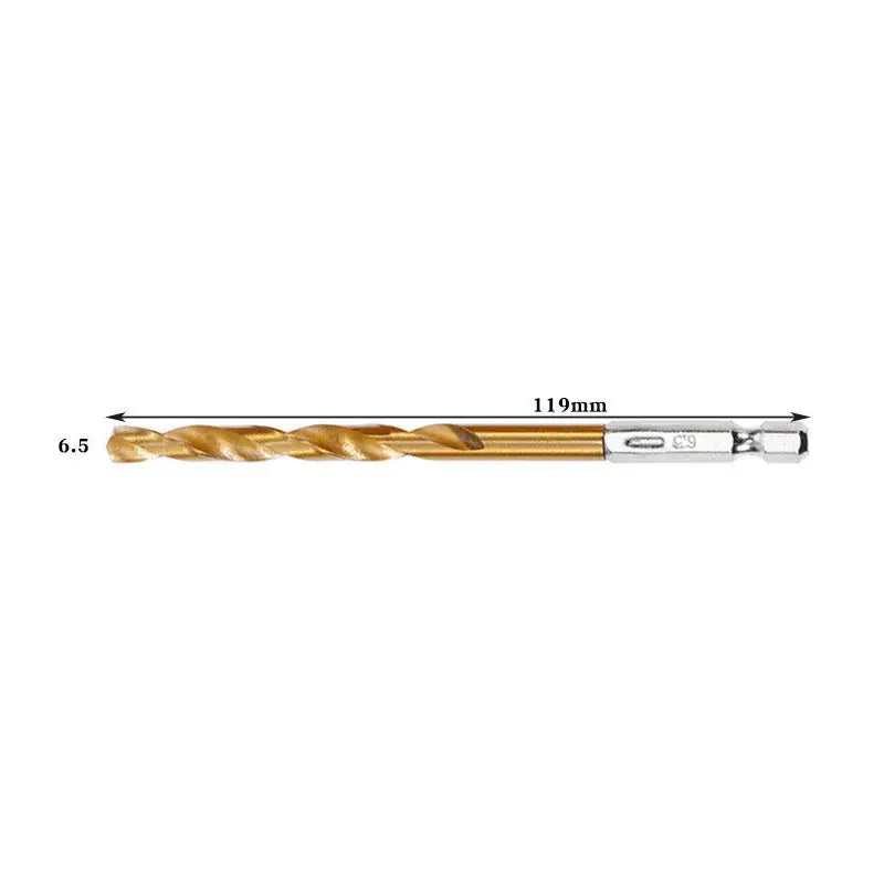 Titanium Twist Drill Bit Set – Hex Shank 1.5–6.5mm (available in single piece & all in one pack) - HBC